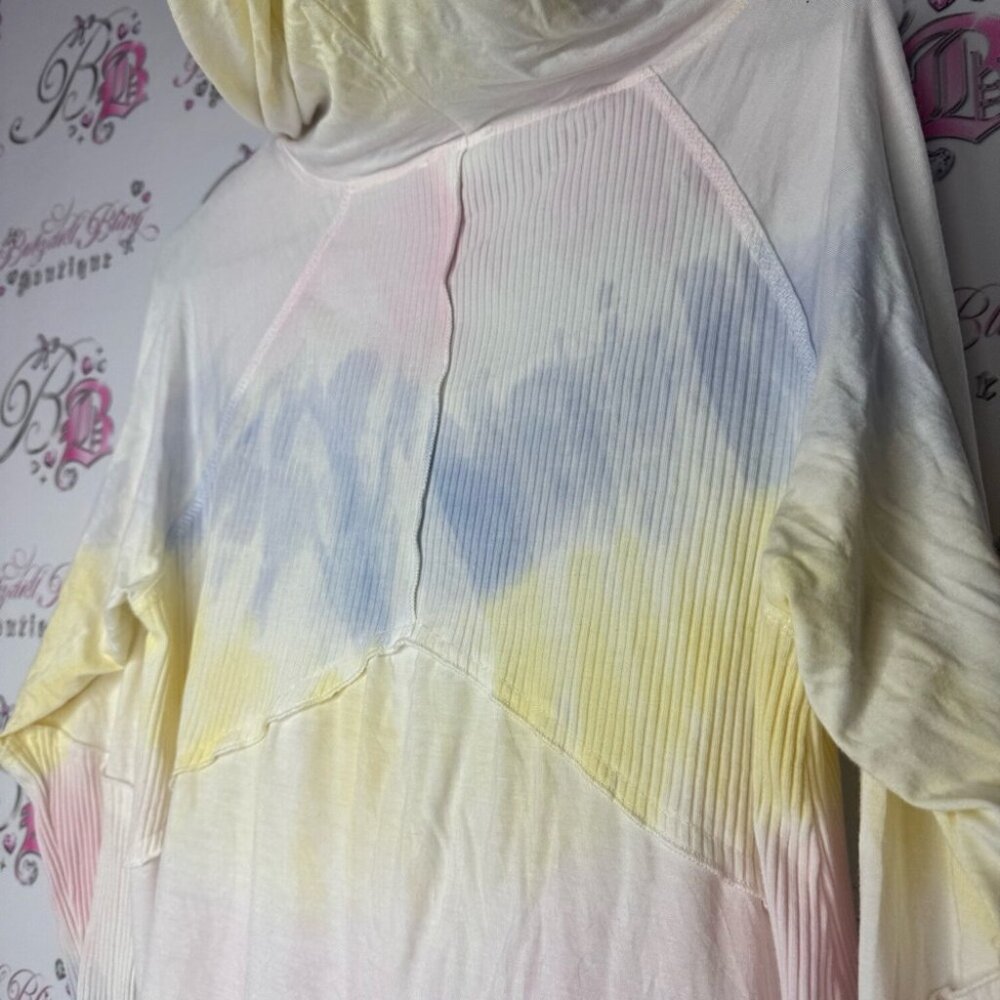 POL hoodie style ombré buttons Tie-Dye Hooded Long Sleeve Top - Picture 4 of 11